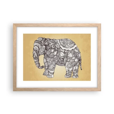 Poster in cornice rovere chiaro - L'elefante nascosto - 40x30 cm