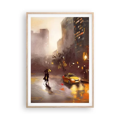 Poster in cornice rovere chiaro - Nelle luci di New York - 70x100 cm