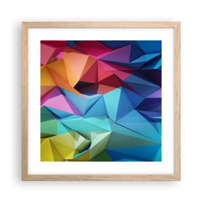 Poster in cornice rovere chiaro - Origami arcobaleno - 40x40 cm
