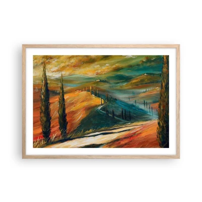Poster in cornice rovere chiaro - Paesaggio toscano - 70x50 cm