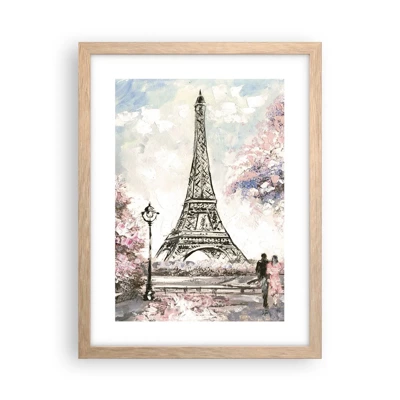 Poster in cornice rovere chiaro - Passeggiata a Parigi in aprile - 30x40 cm