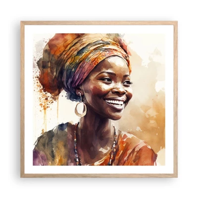 Poster in cornice rovere chiaro - Regina africana - 60x60 cm