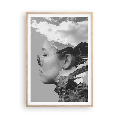 Poster in cornice rovere chiaro - Ritratto montano nuvoloso - 70x100 cm