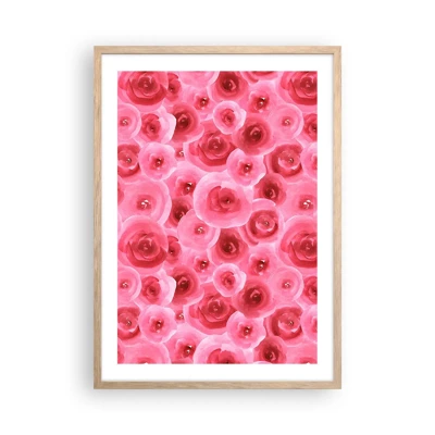 Poster in cornice rovere chiaro - Rose in alto e in basso - 50x70 cm