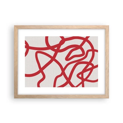 Poster in cornice rovere chiaro - Rosso su bianco - 40x30 cm