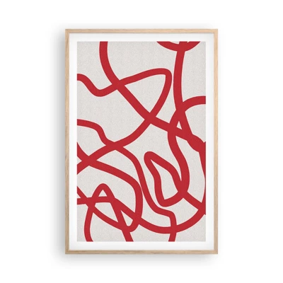 Poster in cornice rovere chiaro - Rosso su bianco - 61x91 cm