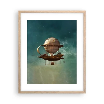 Poster in cornice rovere chiaro - Saluti da Jules Verne - 40x50 cm