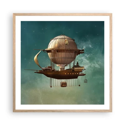 Poster in cornice rovere chiaro - Saluti da Jules Verne - 60x60 cm