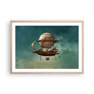 Poster in cornice rovere chiaro - Saluti da Jules Verne - 70x50 cm