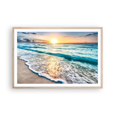 Poster in cornice rovere chiaro - Tramonto sul mare - 91x61 cm