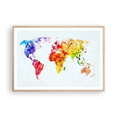 Poster in cornice rovere chiaro - Tutti i colori del mondo - 100x70 cm
