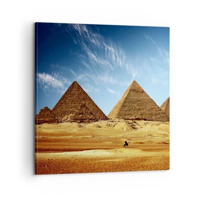Quadro su tela Arttor 60x60 cm - Piramide, Deserto, Paesaggio, Per il Salotto, Per la Camera da letto, Blu, Arancione, Orizzontali, Tela, AC60x60-0211