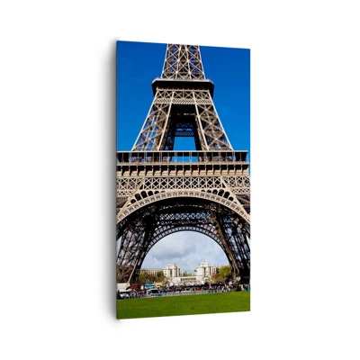 Quadro su tela Arttor 65x120 cm - Eiffel, Parigi, Architettura, Per il Salotto, Per la Camera da letto, Blu, Verde, Verticali, Tela, PA65x120-0154