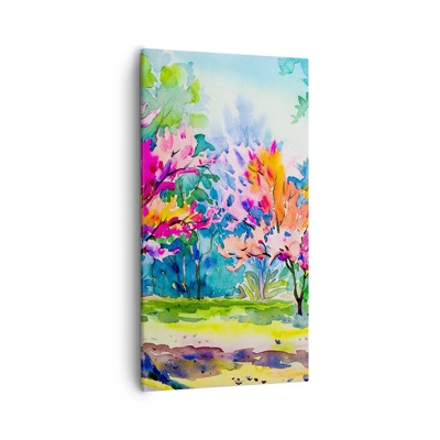 Quadro su tela - Stampe su Tela - Giardino multicolore nella luce della primavera - 55x100 cm