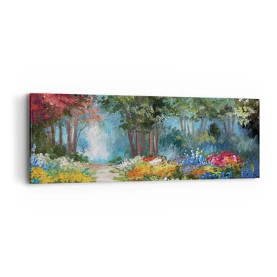 Quadro su tela - Stampe su Tela - Il giardino del bosco d'aprile - 90x30 cm