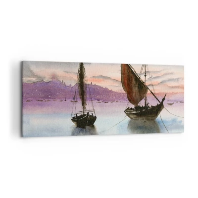 Quadro su tela - Stampe su Tela - La sera nel porto - 100x40 cm