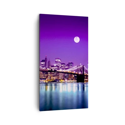 Quadro su tela - Stampe su Tela - Luce della grande città in viola - 45x80 cm