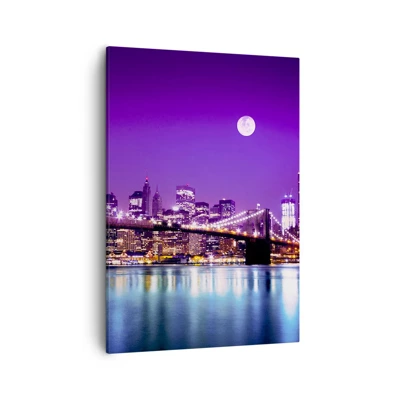 Quadro su tela - Stampe su Tela - Luce della grande città in viola - 50x70 cm