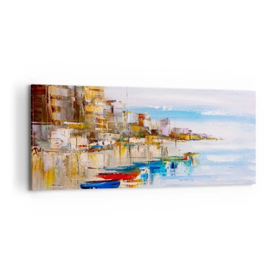 Quadro su tela - Stampe su Tela - Molo cittadino multicolore - 120x50 cm