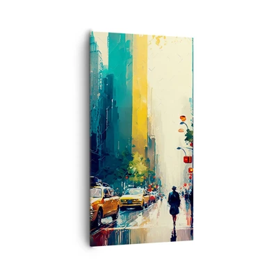 Quadro su tela - Stampe su Tela - New York: qui anche la pioggia è colorata - 65x120 cm