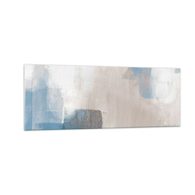 Quadro su vetro - Astrazione rosa coperta dal blu - 140x50 cm