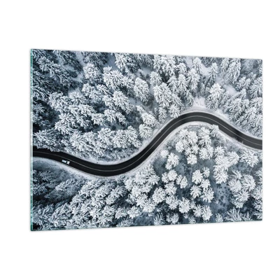 Quadro su vetro - Attraverso il bosco invernale - 120x80 cm