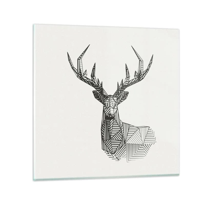Quadro su vetro - Cervo in stile cubista - 40x40 cm