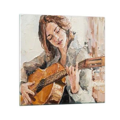 Quadro su vetro - Concerto per chitarra e cuore di ragazza - 50x50 cm