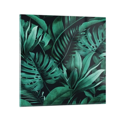 Quadro su vetro - Dal profondo del verde tropicale - 40x40 cm