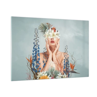 Quadro su vetro - Donna - fiore - 100x70 cm