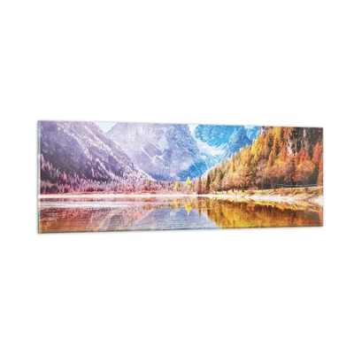 Quadro su vetro - E nei monti è già autunno - 90x30 cm