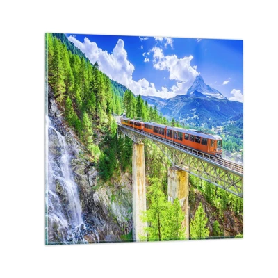 Quadro su vetro - Ferrovia alpina - 50x50 cm