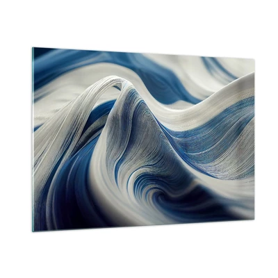 Quadro su vetro - Fluidità di blu e di bianco - 100x70 cm