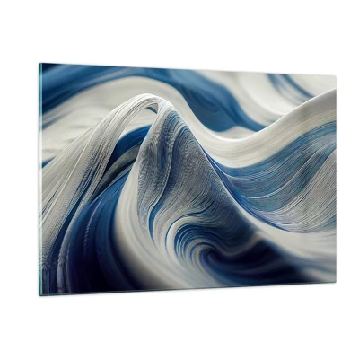 Quadro su vetro - Fluidità di blu e di bianco - 120x80 cm