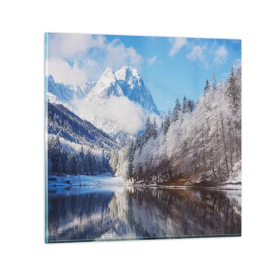 Quadro su vetro - Il custode innevato - 60x60 cm