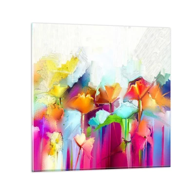 Quadro su vetro - L'arcobaleno è fiorito - 70x70 cm