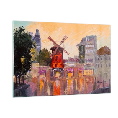 Quadro su vetro - Le icone di Parigi: il Moulin Rouge - 120x80 cm