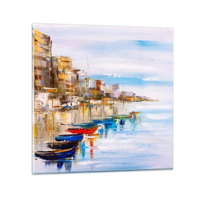 Quadro su vetro - Molo cittadino multicolore - 70x70 cm