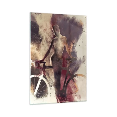 Quadro su vetro - Nelle forme di marmo un'anima da ciclista - 80x120 cm