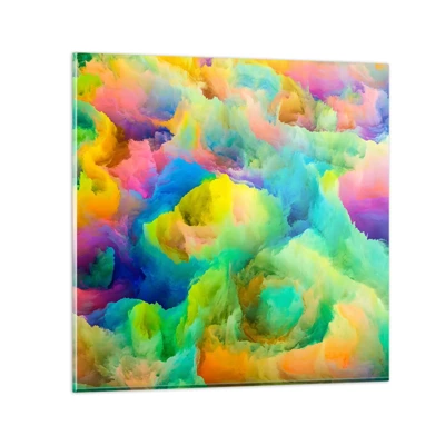 Quadro su vetro - Piumino arcobaleno - 70x70 cm