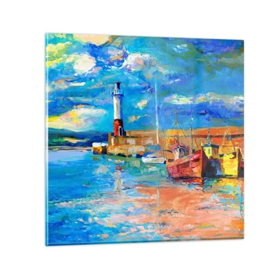 Quadro su vetro - Pomeriggio nell'insenatura multicolore - 70x70 cm