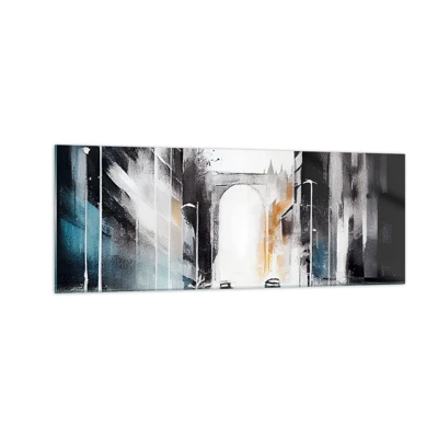 Quadro su vetro - Studio di città: architettura e movimento - 140x50 cm