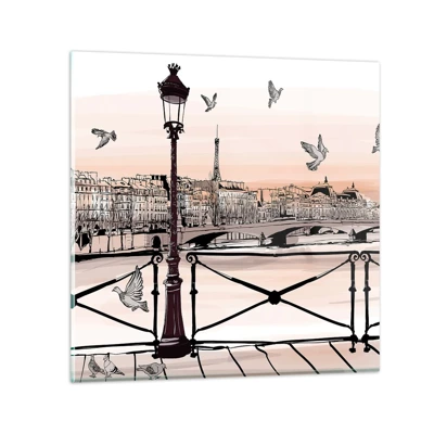 Quadro su vetro - Sui tetti di Parigi - 40x40 cm