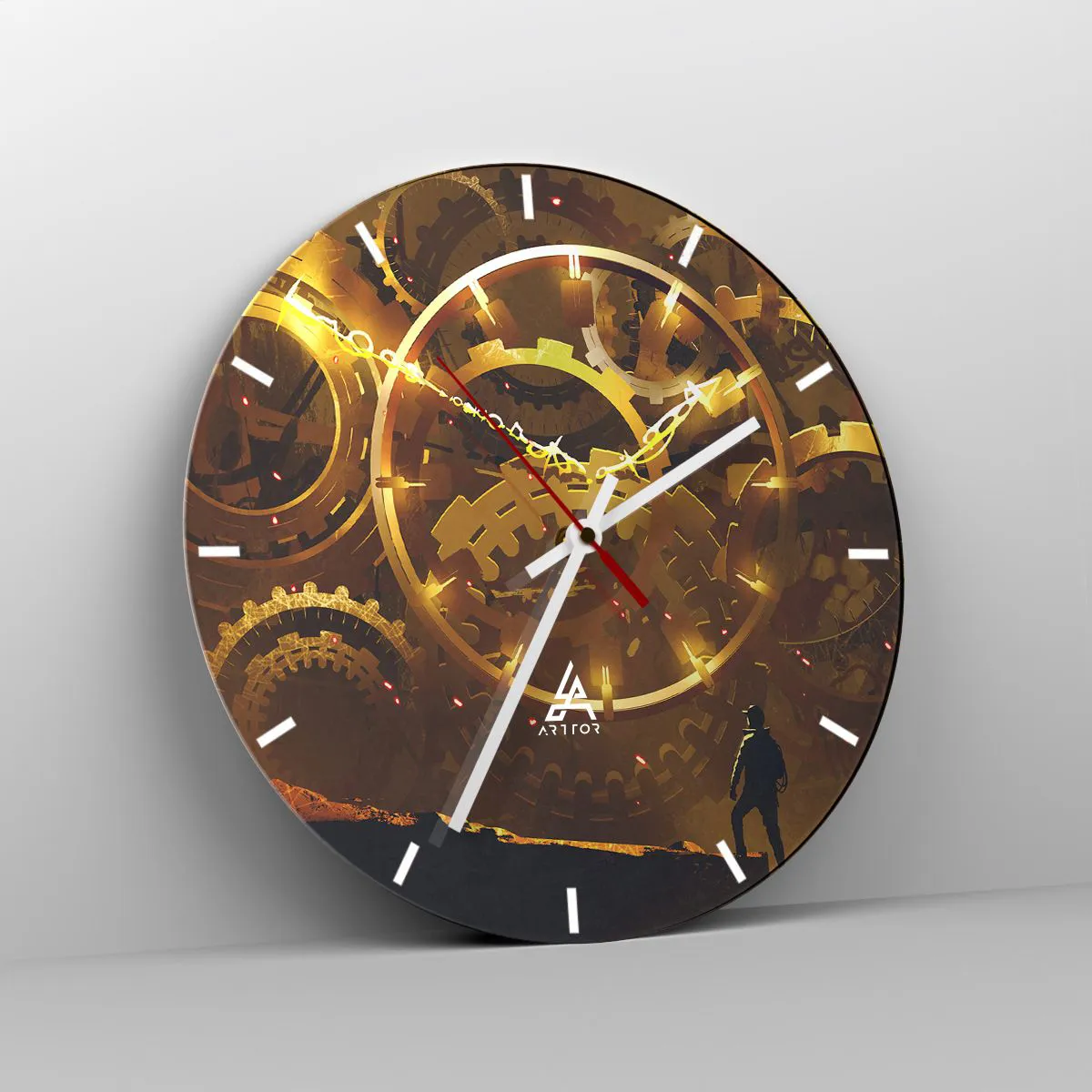 Orologio da parete Arttor - Alla fonte del tempo - Quadrante con trattini,  Forma: Cerchio - 30x30 cm - Astrazione, Arte, Grafica