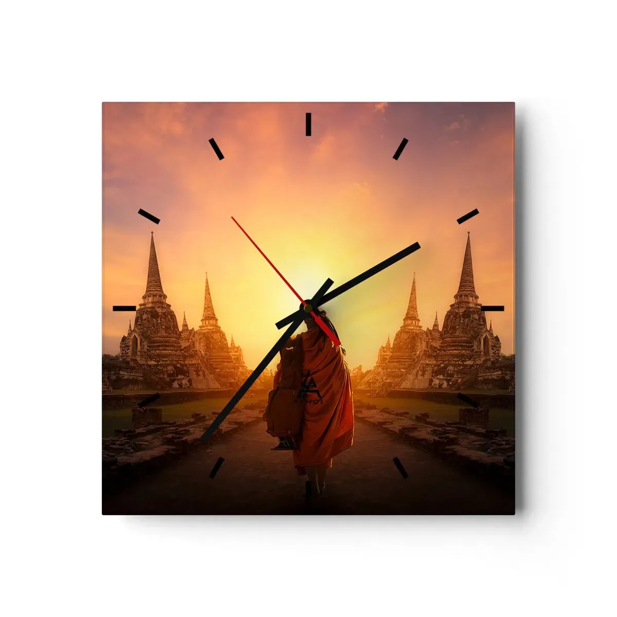 Orologio da parete, Orologio in Vetro Arttor 30x30 cm - In pace per  l'eternità - Tailandia, Buddismo, Tempio, Monaco, Meditazione, Quadrato,  Quadrante