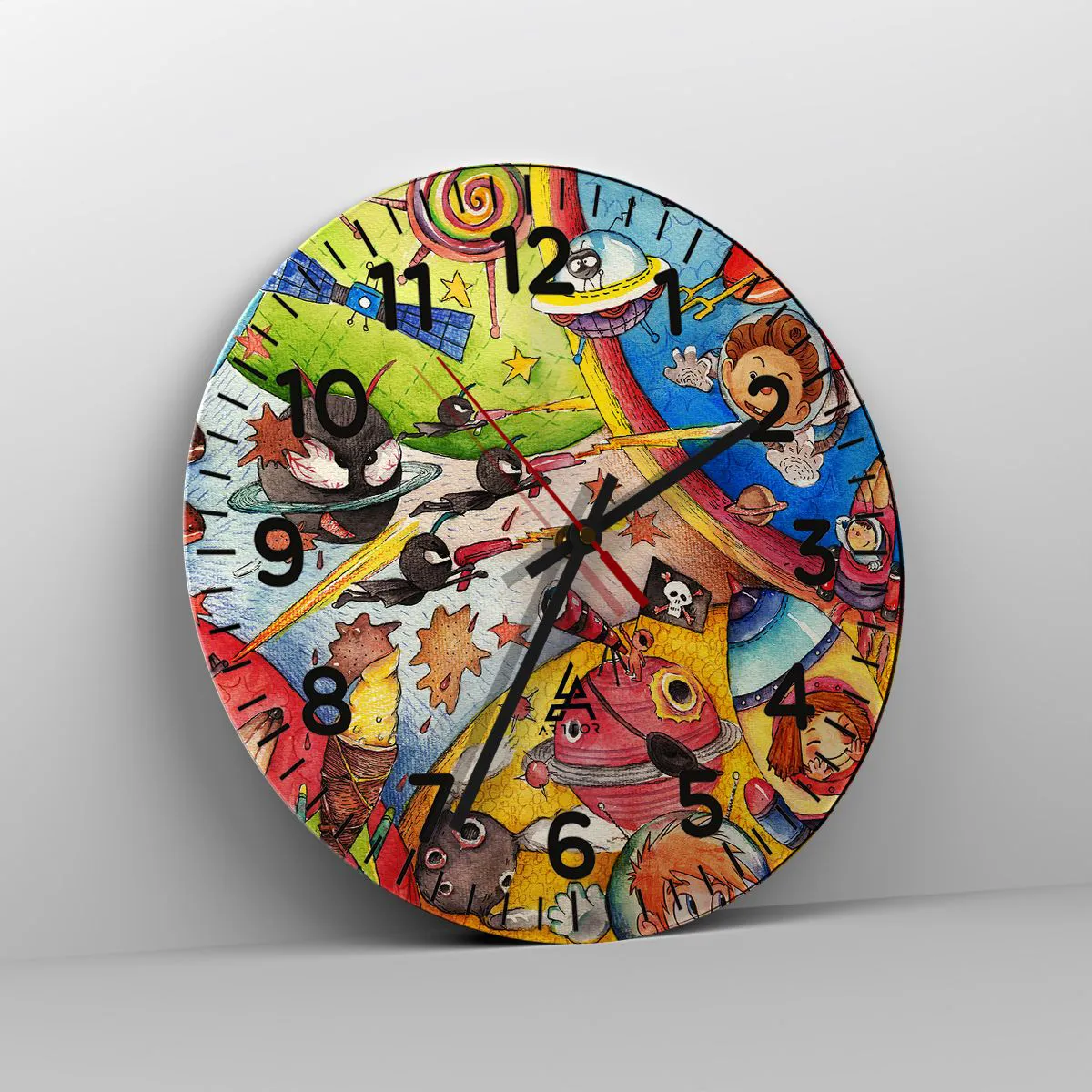 Orologio da parete Arttor - La grande avventura nel cosmo - Quadrante con  numeri, Forma: Cerchio - 30x30 cm - Per Bambini, Grafica, Bambini
