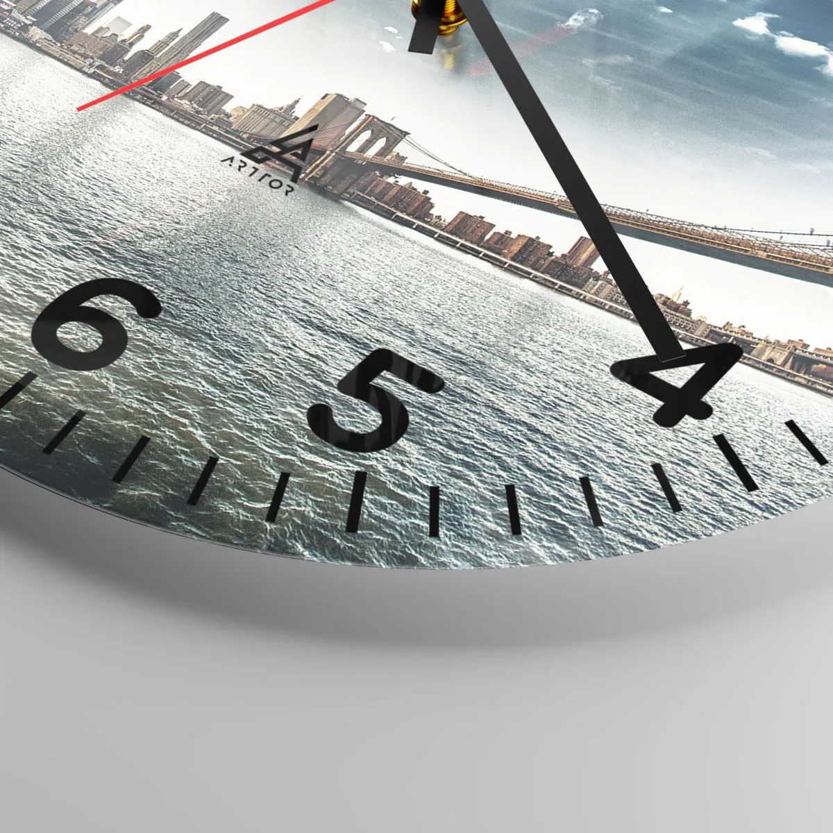 Orologio da parete Arttor - L'isola di vetro - Quadrante con numeri, Forma:  Cerchio - 30x30 cm - Città, New York, Architettura