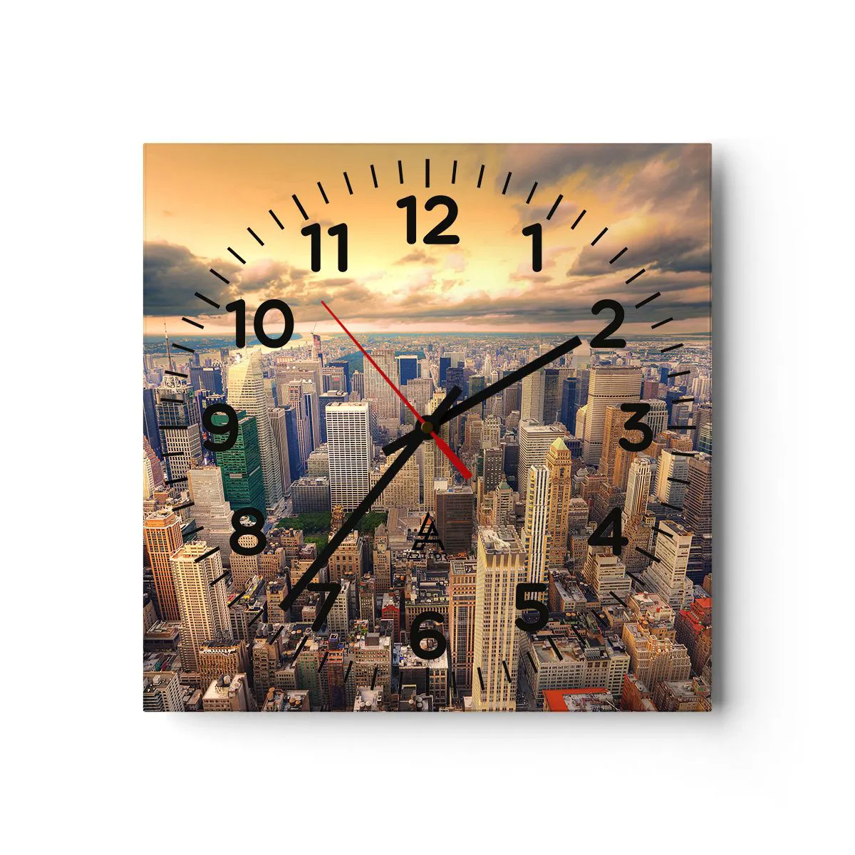 Orologio da parete Arttor - Metropolis dorata - Quadrante con numeri,  Forma: Quadrato - 30x30 cm - Città, New York, Architettura