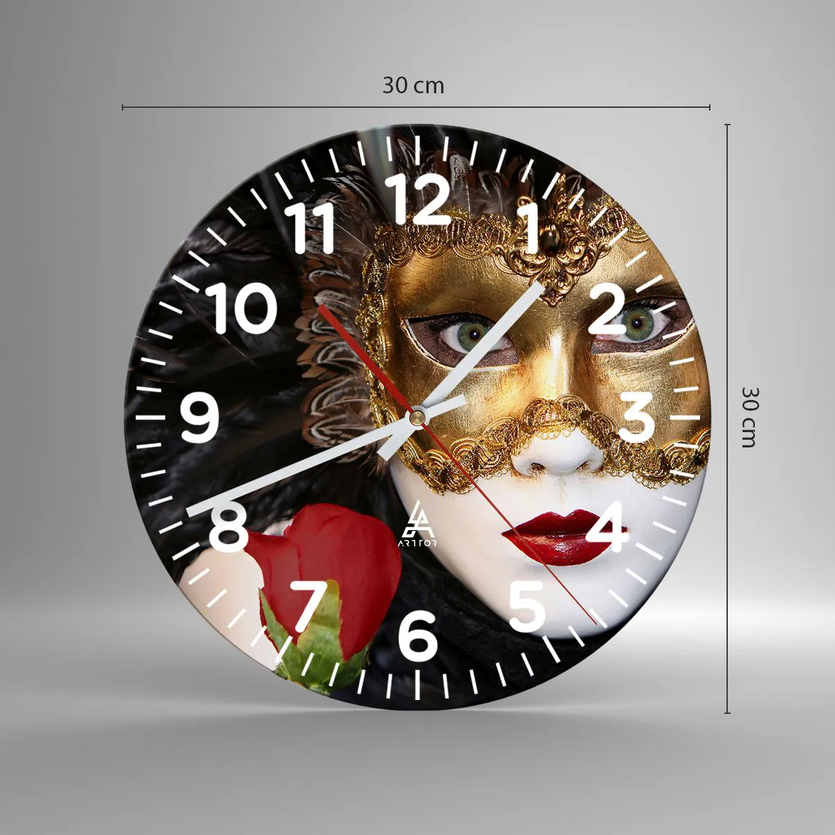 Orologio da parete Arttor - Perché la vita è un grande ballo - Quadrante  con numeri, Forma: Cerchio - 30x30 cm - Maschera Di Carnevale, Rosa, Labbra  Rosse