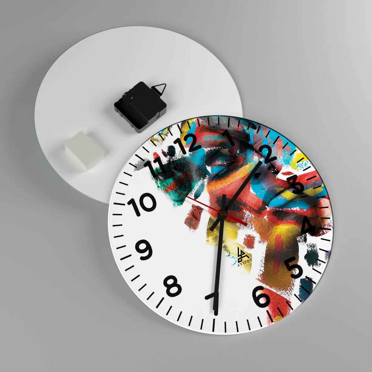 Orologio da parete Arttor - Personalità colorata - Quadrante con numeri,  Forma: Cerchio - 30x30 cm - Astrazione, Arte, Grafica